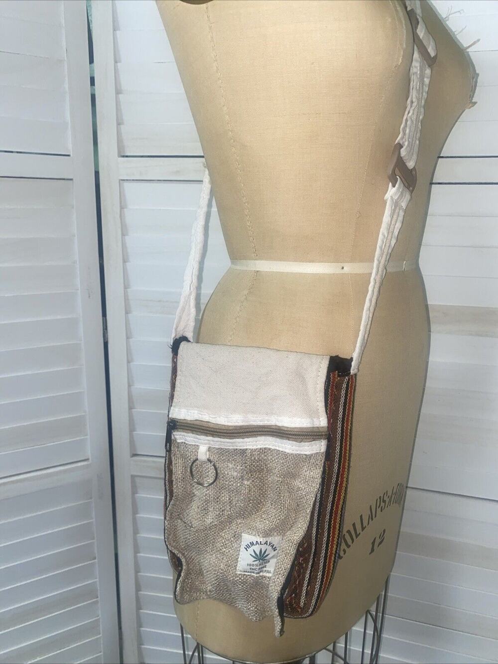Handmade Himalayan Hemp Shoulder Cross Body Bag Passport Travel Messenger Purse